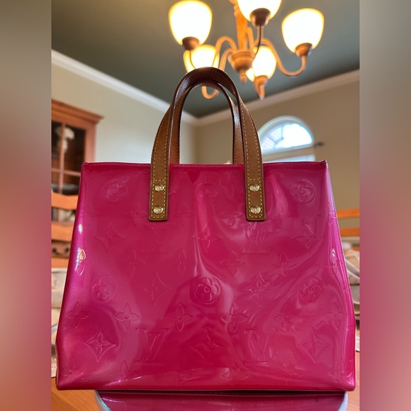 Luis Vuitton (posh auth.) Vernis leather HOT PINK mini tote bag! PRISTINE! - Picture 3 of 16